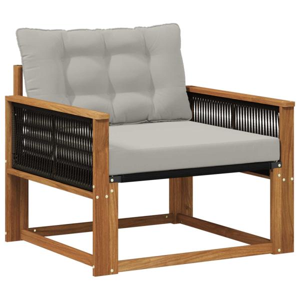Outdoor Mittelsofa Massives Akazienholz und Textilene Natur