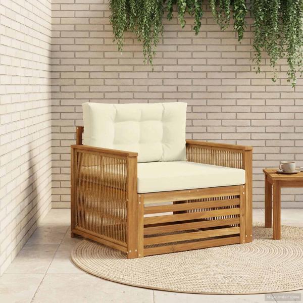 ARDEBO.de - Outdoor Mittelsofa Natur und Creme Massivholz Akazie