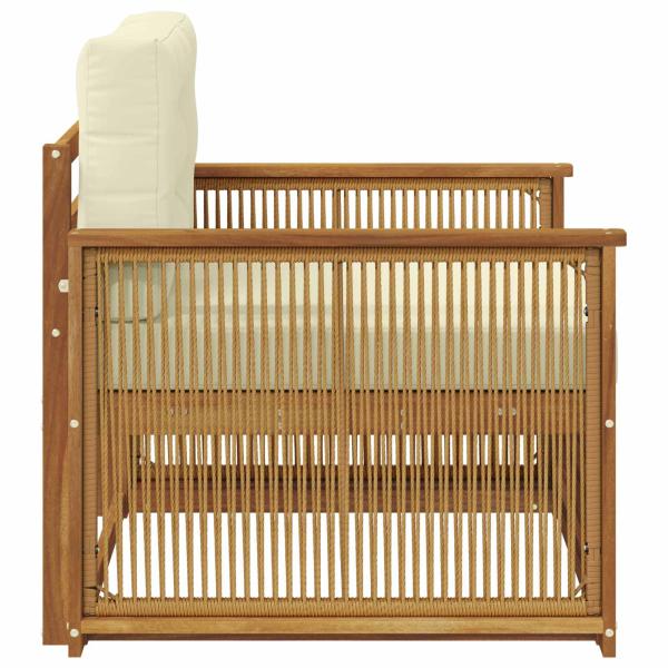 Outdoor Mittelsofa Natur und Creme Massivholz Akazie