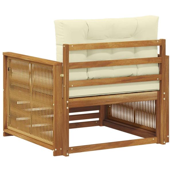 Outdoor Mittelsofa Natur und Creme Massivholz Akazie