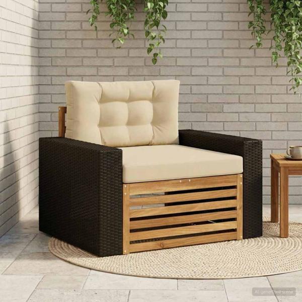 ARDEBO.de - Outdoor Mittelsofa Massivholz Akazie Natur