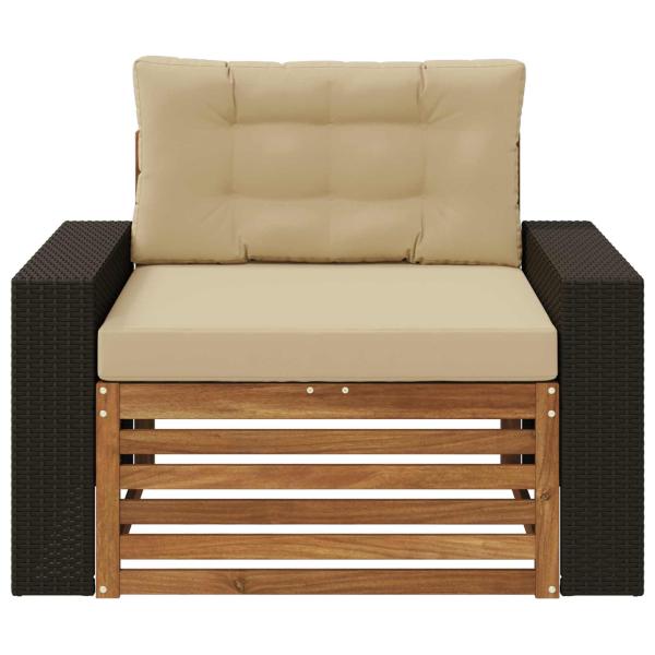 Outdoor Mittelsofa Massivholz Akazie Natur