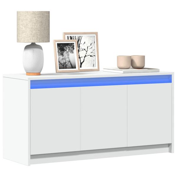 ARDEBO.de - TV-Schrank mit LED-Beleuchtung Weiß 100x34x50 cm Holzwerkstoff