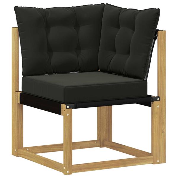 Outdoor Ecksofa Massivholz Akazie und Textilene Stoff Weiß
