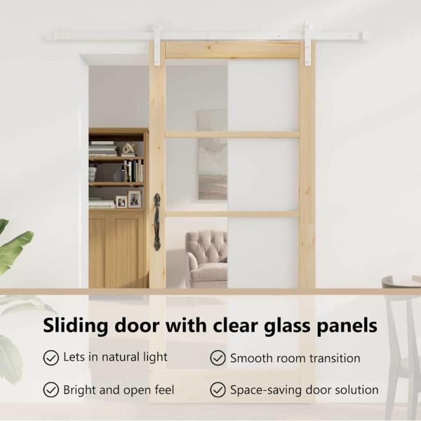 Schiebetür ORKDAL Natur 93 x 202 cm Massivholz Kiefer und Glas