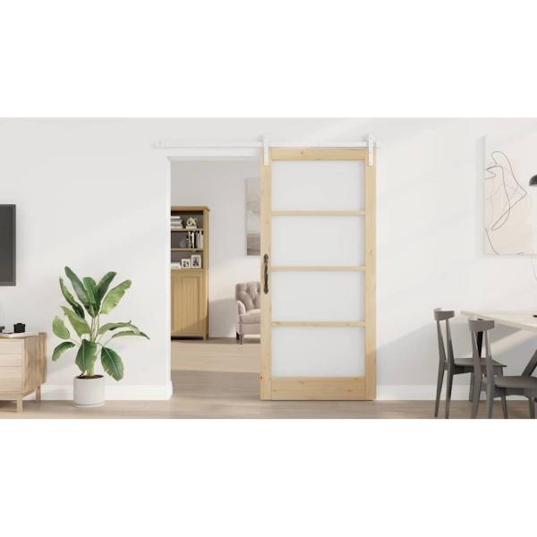 Schiebetür ORKDAL Natur 93 x 202 cm Massivholz Kiefer und Glas