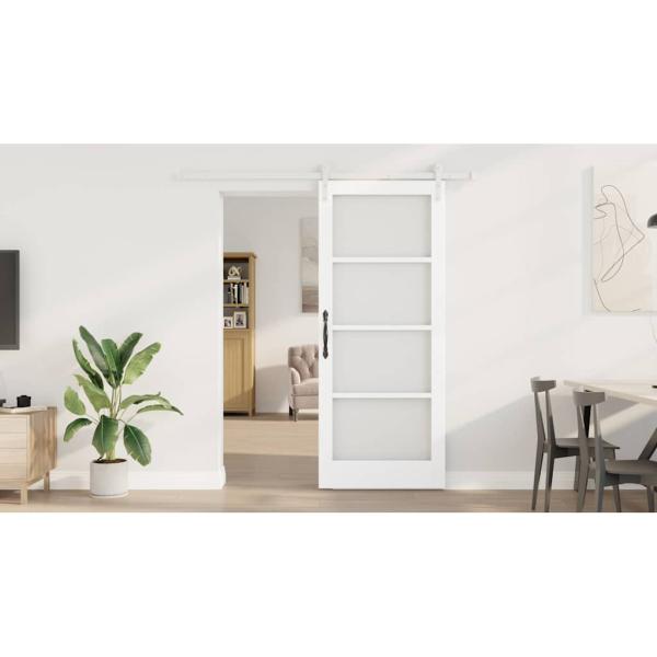 Schiebetür ORKDAL Weiß 83 x 202 cm Massivholz Kiefer und Glas