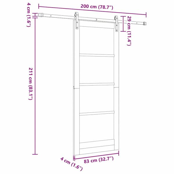 Schiebetür ORKDAL Weiß 83 x 211 cm Massivholz Kiefer und Glas