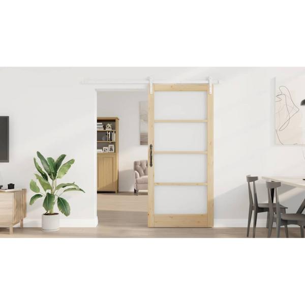 Schiebetür ORKDAL Natur 93 x 202 cm Massivholz Kiefer und Glas