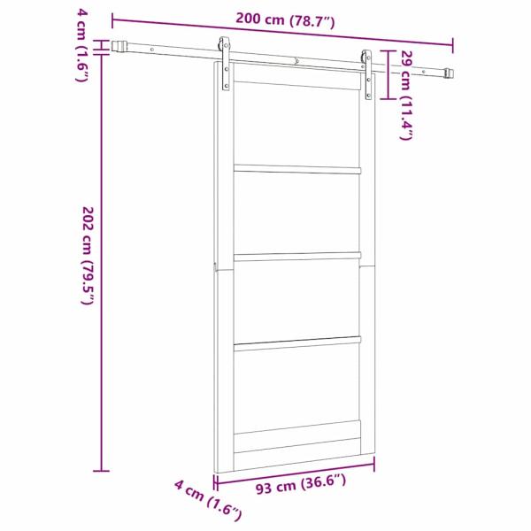 Schiebetür ORKDAL Weiß 93 x 202 cm Massivholz Kiefer und Glas
