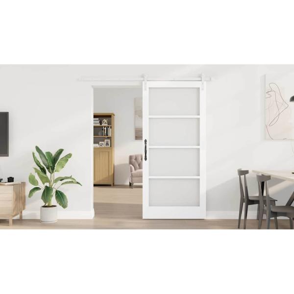 Schiebetür ORKDAL Weiß 93 x 202 cm Massivholz Kiefer und Glas