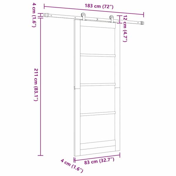 Schiebetür ORKDAL Weiß 83 x 211 cm Massivholz Kiefer und Glas