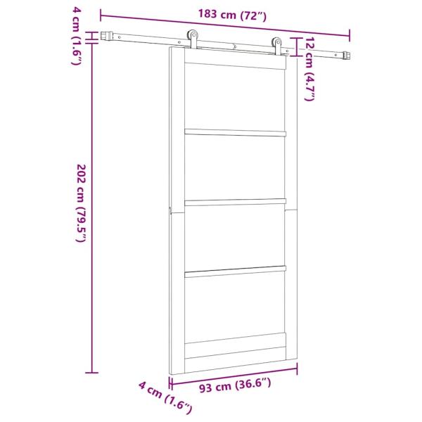 Schiebetür ORKDAL Weiß 93 x 202 cm Massivholz Kiefer und Glas