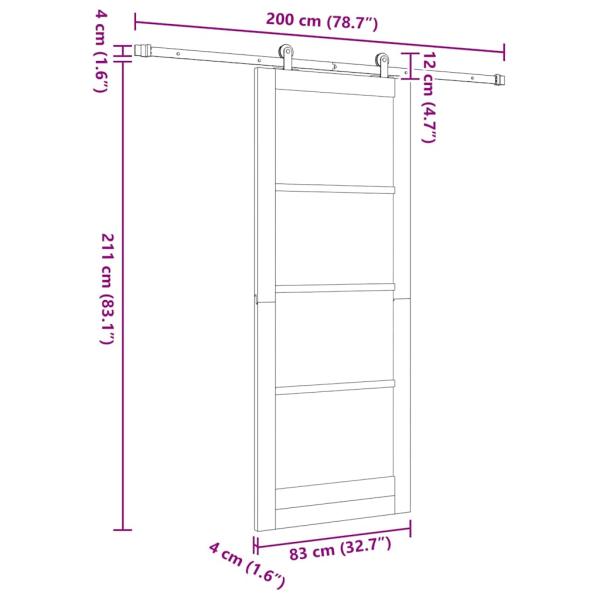 Schiebetür ORKDAL Weiß 83 x 211 cm Massivholz Kiefer und Glas