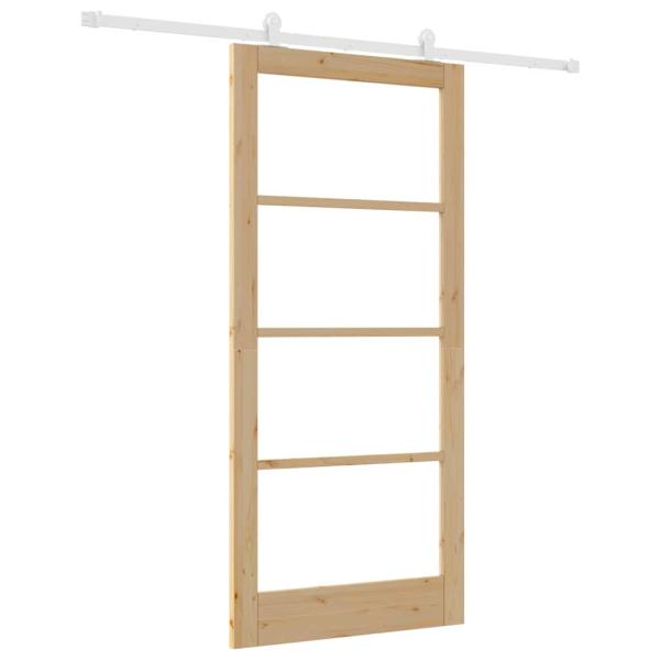 Schiebetür ORKDAL 93 x 202 cm Massivholz Kiefer und Glas Natur