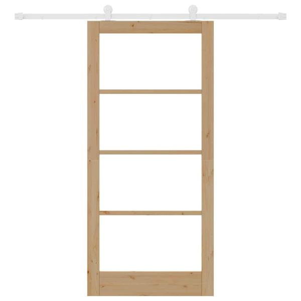 Schiebetür ORKDAL 93 x 202 cm Massivholz Kiefer und Glas Natur