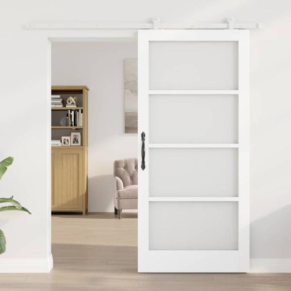 Schiebetür ORKDAL Weiß 93 x 202 cm Massivholz Kiefer und Glas