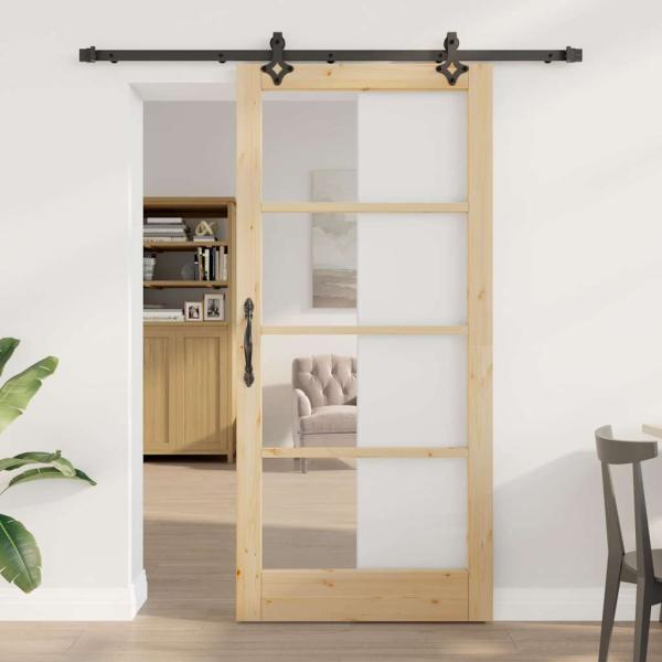 ARDEBO.de - Schiebetür ORKDAL Natürlich und Schwarz 93 x 202 cm