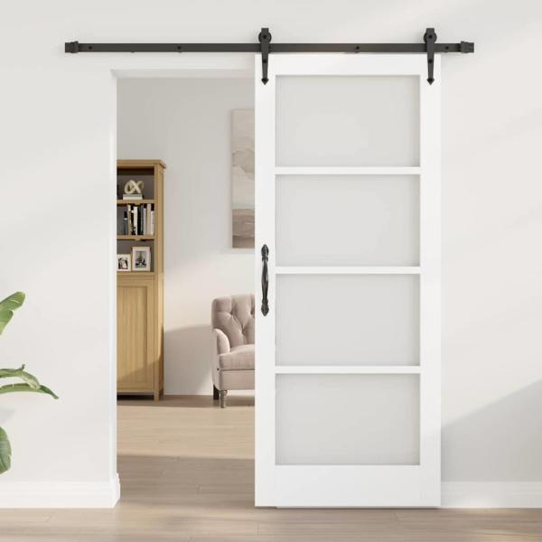 Schiebetür Weiß 83 x 202 cm Massivholz Kiefer und Glas