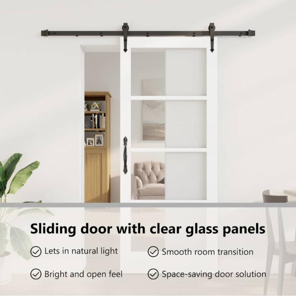 Schiebetür Weiß 83 x 202 cm Massivholz Kiefer und Glas