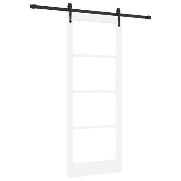 Schiebetür Weiß 83 x 211 cm Massivholz Kiefer und Glas
