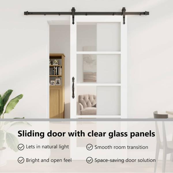 Schiebetür Weiß 83 x 211 cm Massivholz Kiefer und Glas