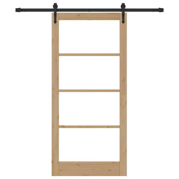 Schiebetür Natur 93 x 202 cm Massivholz Kiefer und Glas