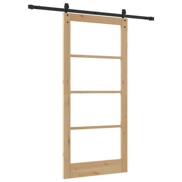 Schiebetür Natur 93 x 202 cm Massivholz Kiefer und Glas