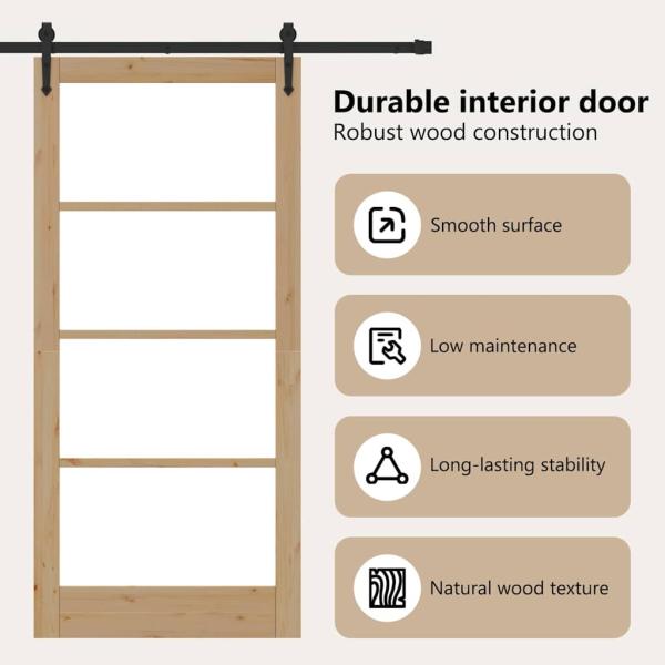 Schiebetür Natur 93 x 202 cm Massivholz Kiefer und Glas
