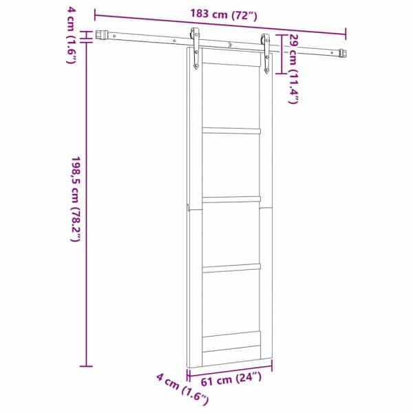 Schiebetür Natur 61 x 198,5 cm Massivholz Kiefer und Glas