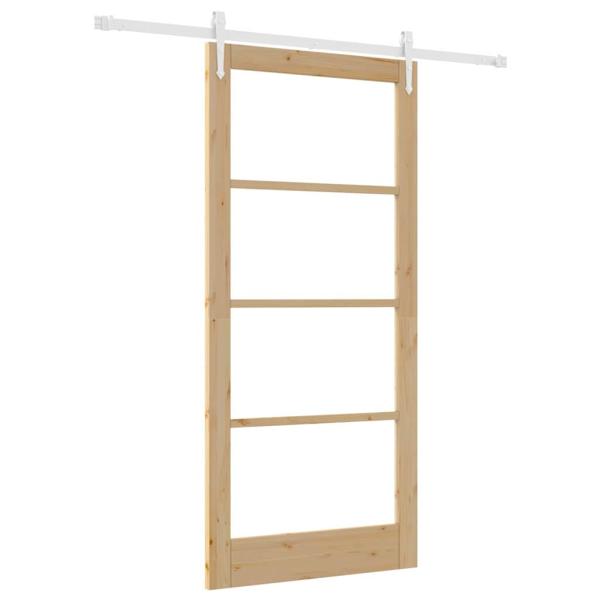 Schiebetür 93 x 202 cm Massivholz Kiefer und Glas Natur