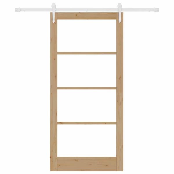 Schiebetür 93 x 202 cm Massivholz Kiefer und Glas Natur