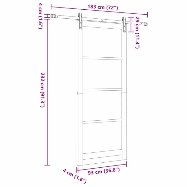 Schiebetür ORKDAL Weiß 93 x 232 cm Massivholz Kiefer und Glas