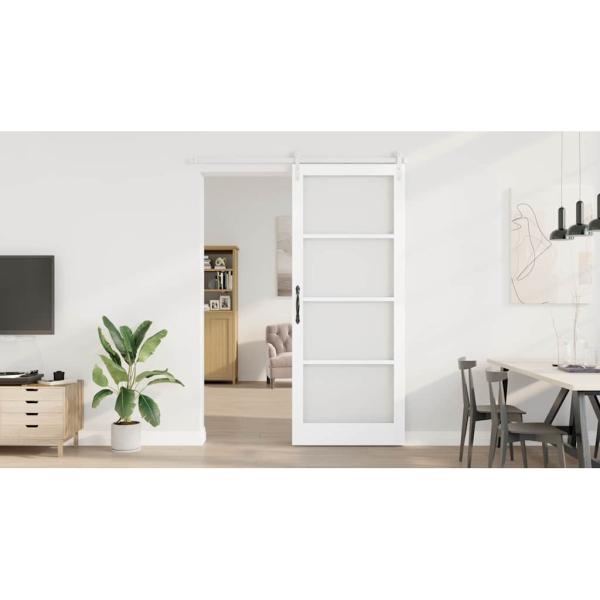 Schiebetür ORKDAL Weiß 93 x 232 cm Massivholz Kiefer und Glas
