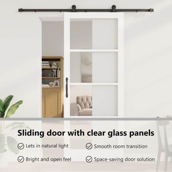 Schiebetür ORKDAL Weiß 93 x 232 cm Massivholz Kiefer und Glas