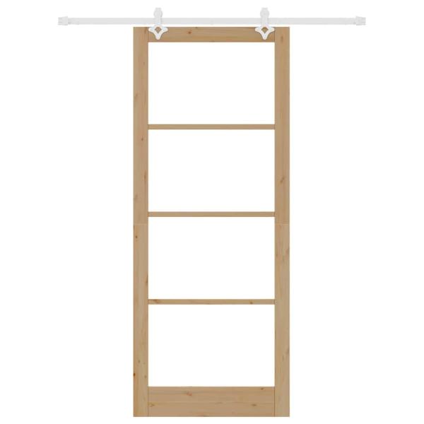 Schiebetür 93 x 232 cm Massivholz Kiefer und Glas Natur