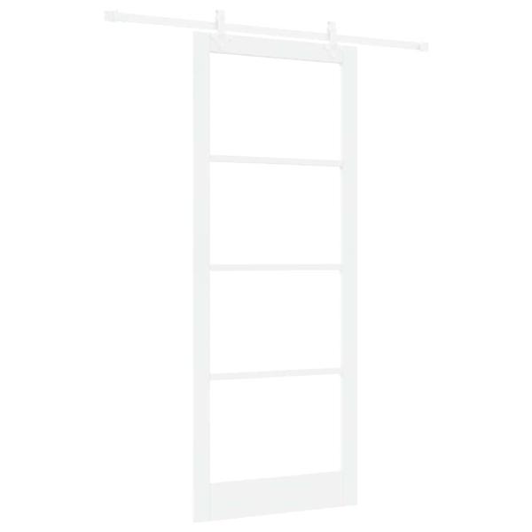Schiebetür 93 x 232 cm Massivholz Kiefer und Glas Weiß