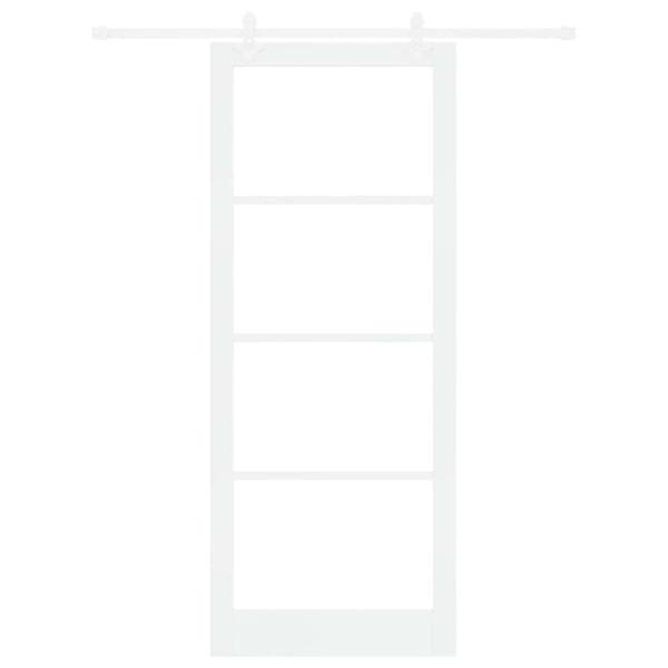 Schiebetür 93 x 232 cm Massivholz Kiefer und Glas Weiß