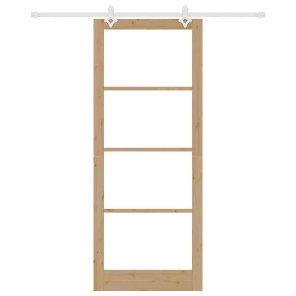 Schiebetür 93 x 232 cm Massivholz Kiefer und Glas Natur
