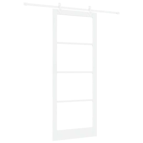 Schiebetür 93 x 232 cm Massivholz Kiefer und Glas Weiß