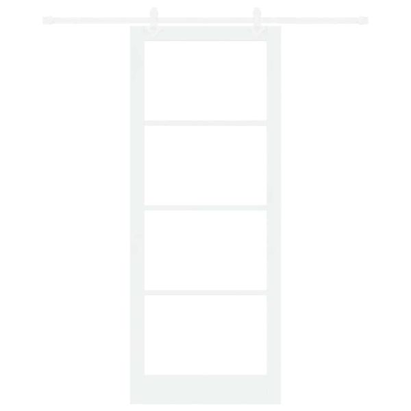 Schiebetür 93 x 232 cm Massivholz Kiefer und Glas Weiß