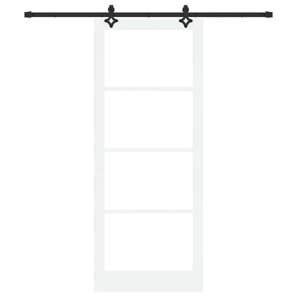 Schiebetür Weiß 93 x 232 cm Massivholz Kiefer und Glas