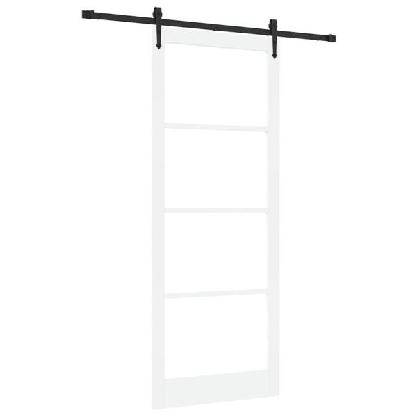 Schiebetür 93 x 232 cm Massivholz Kiefer und Glas Weiß