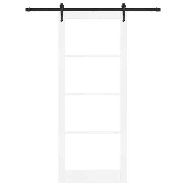 Schiebetür 93 x 232 cm Massivholz Kiefer und Glas Weiß