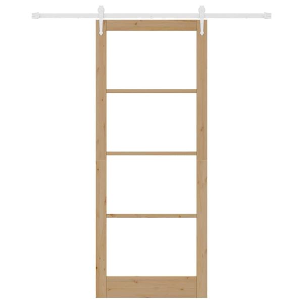 Schiebetür 93 x 232 cm Massivholz Kiefer und Glas Natur