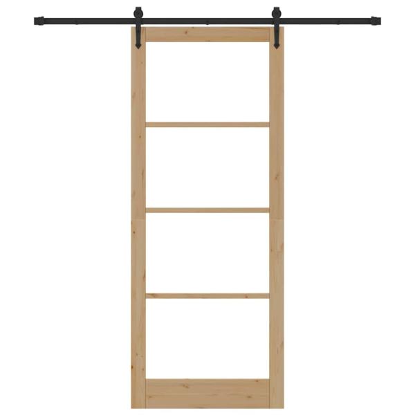Schiebetür ORKDAL 93 x 232 cm Massivholz Kiefer und Glas Natur