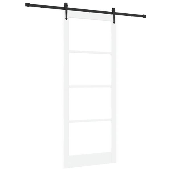 Schiebetür ORKDAL 93 x 232 cm Massivholz Kiefer und Glas Weiß