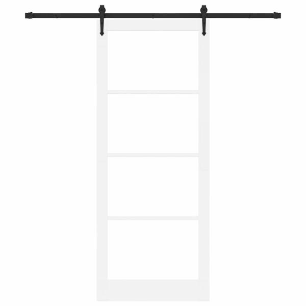 Schiebetür ORKDAL 93 x 232 cm Massivholz Kiefer und Glas Weiß