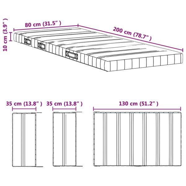 Erweiterbare Schaumstoffmatratze 80 x 200 cm Weiß