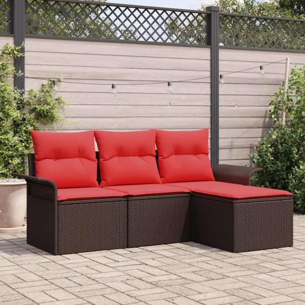 ARDEBO.de - Gartensofa-set 4 stk. Braun Poly-Rattan